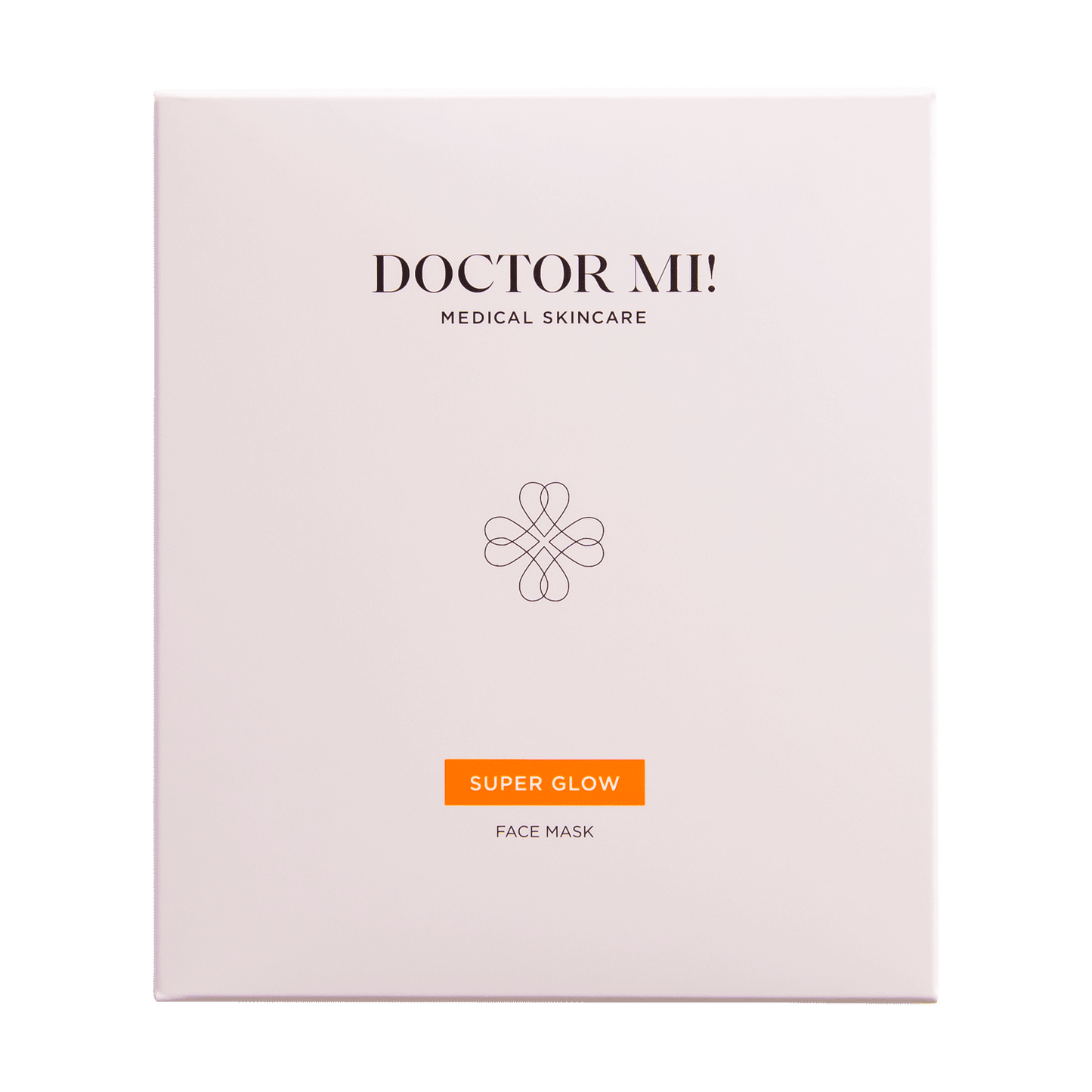 DOCTOR MI! SUPER GLOW FACE MASK sanfte exfolierende Gesichtsmaske für ein verfeinertes Hautbild aus natürlichen Biocellulose-Fasern in weißer Verpackung