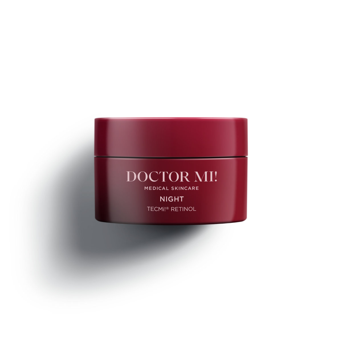 DOCTOR MI! REGENERATING NIGHT CREAM straffende Anti Aging Nachtcreme mit Retinol TECMi!® Technologie für Verträglichkeit und hochwirksam, roter Tiegel mit weißem Hintergrund